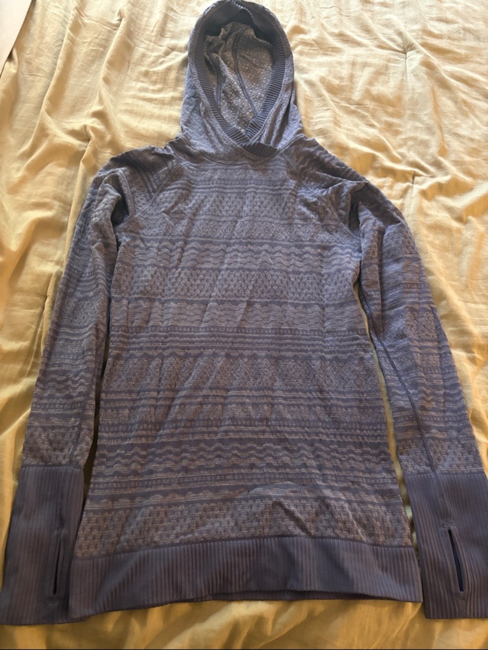 lululemon athletica blue patterned hooded pullover